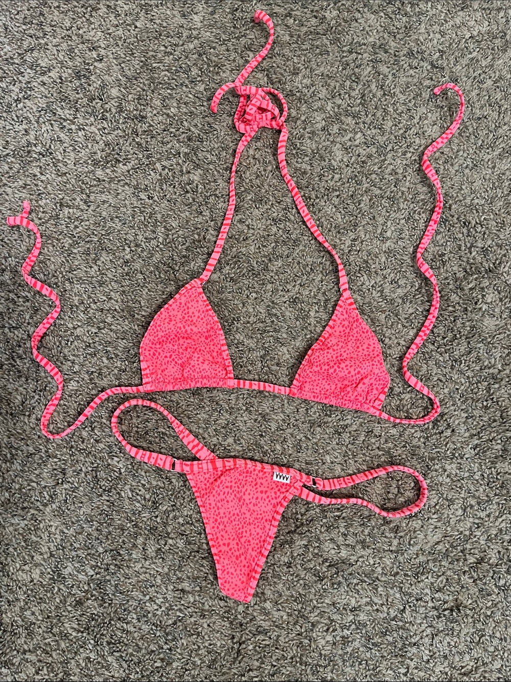 Women's Hot Pink Triangle String Bikini Set